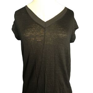 Catherine Malandrino Black Short Sleeved Linen Top Size Small
